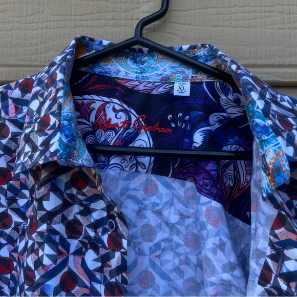 Robert Graham Faro Kaleidoscope Long Sleeve Shirt Paisley Flip Cuff Button Front - Picture 10 of 12